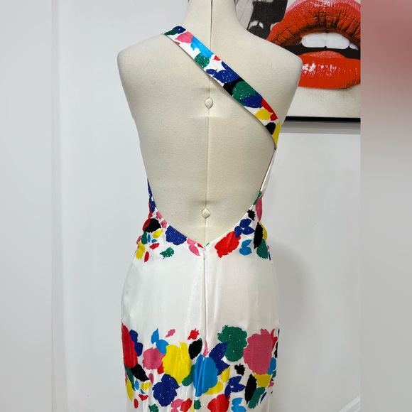 RAISA VANESSA Floral Print One-Shoulder Gown Maxi Embellished Dress - Picture 8 of 12